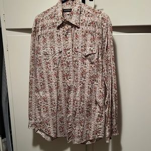 Men’s STETSON PAISLY SHIRT WITH PEARL SNAPS,& A WESTERN YOKE ON THE BACK